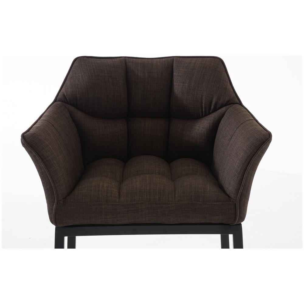 Sgabello DAMASO B con Telaio a 4 Gambe Nero, in Tessuto Marrone Telaio Nero Opaco - Foto 5