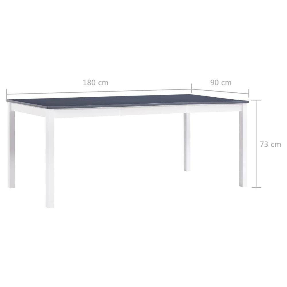 Tavolo Da Pranzo Bianco E Grigio 180x90x73 Cm In Legno Di Pino - Foto 6