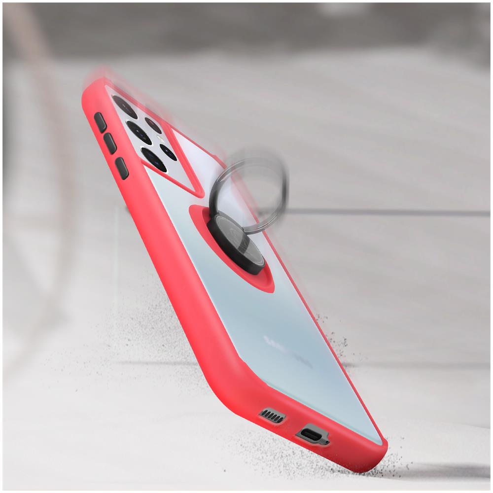 Cover Samsung Galaxy S21 Ultra Anello In Metallo Funzione Supporto Rosso - Foto 3
