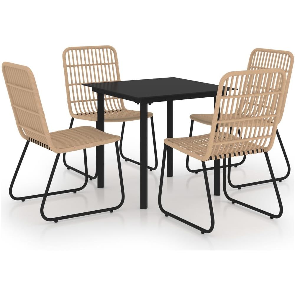 Set Da Pranzo Da Giardino 5 Pz In Polyrattan E Vetro - Foto 1