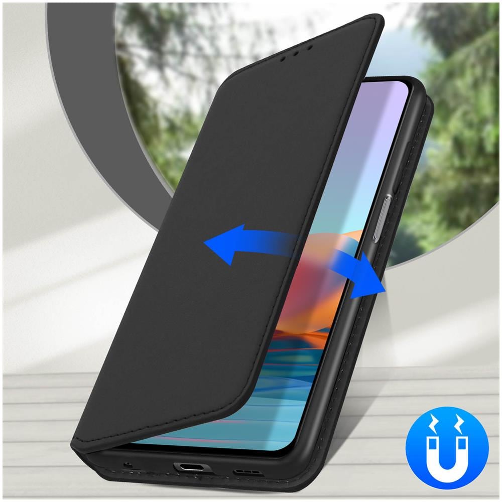 Custodia Xiaomi Redmi Note 10 Pro Portacarte Funzione Supporto Similpelle Nero - Foto 5