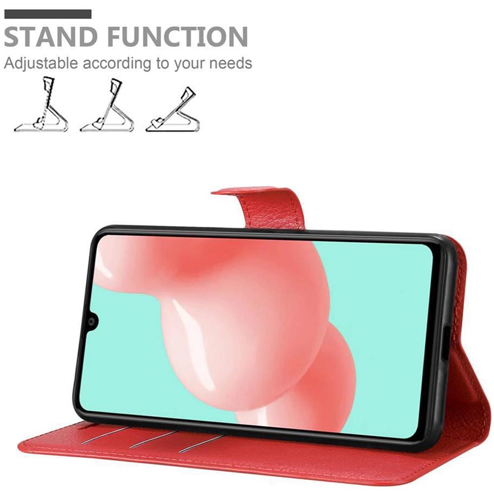 Custodia Compatibile Con Samsung Galaxy A41 In Rosso Carminio - Coperchio Protettiva Con Chiusura Magnetica, Funzione Stand E Tasca Per Le Carte - Foto 2