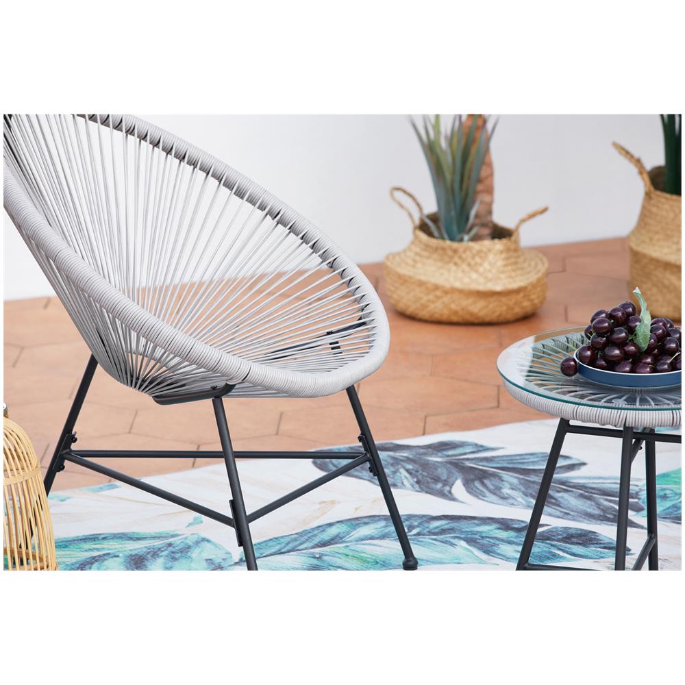 Acapulco Set Di 2 Poltrone A Forma Di Uovo + Tavolino Grigio Chiaro - Foto 2