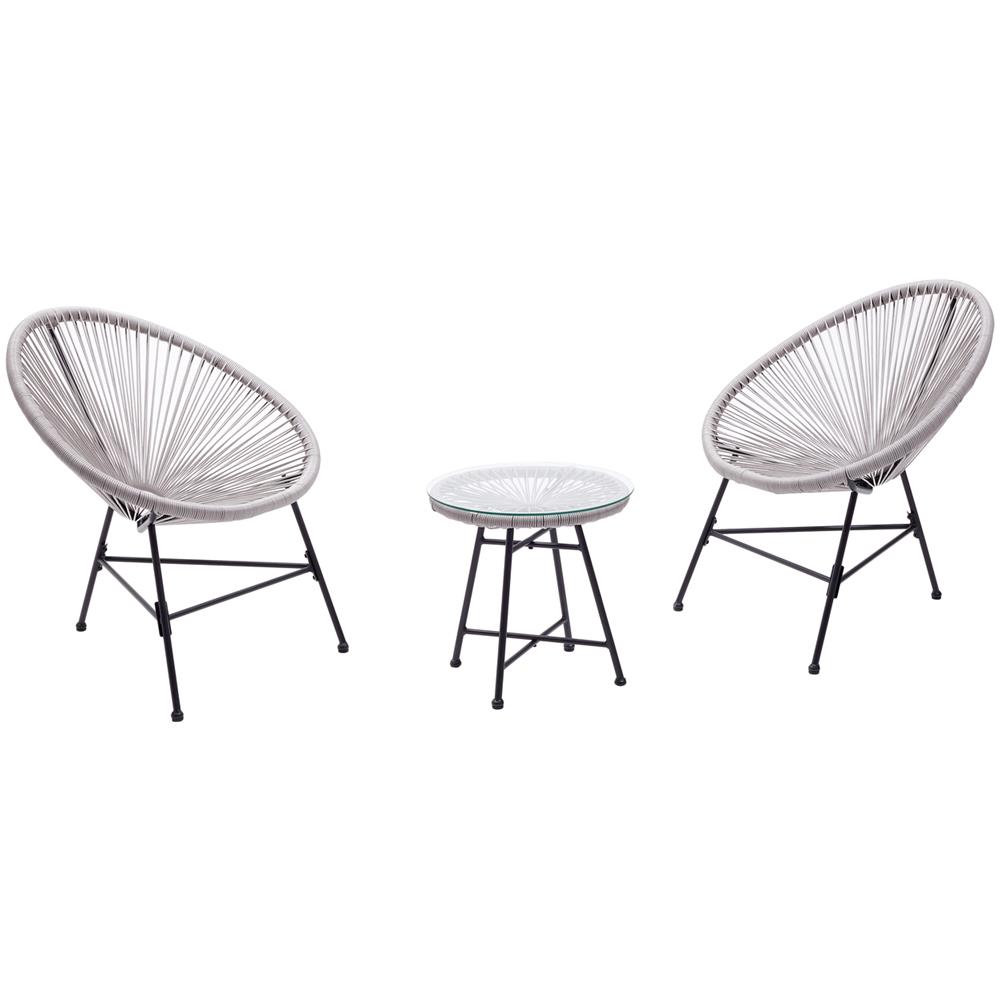 Acapulco Set Di 2 Poltrone A Forma Di Uovo + Tavolino Grigio Chiaro - Foto 1