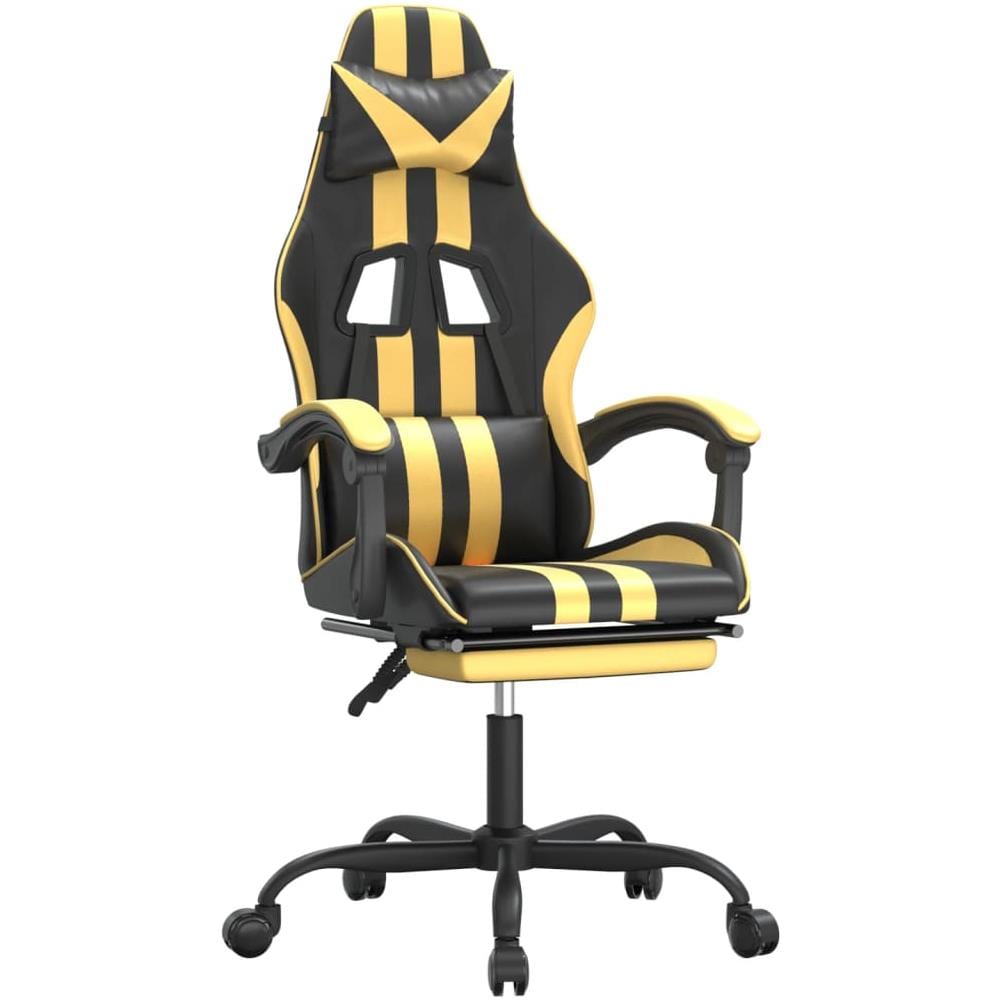 Sedia Da Gaming Con Poggiapiedi Nero E Oro In Similpelle - Foto 1