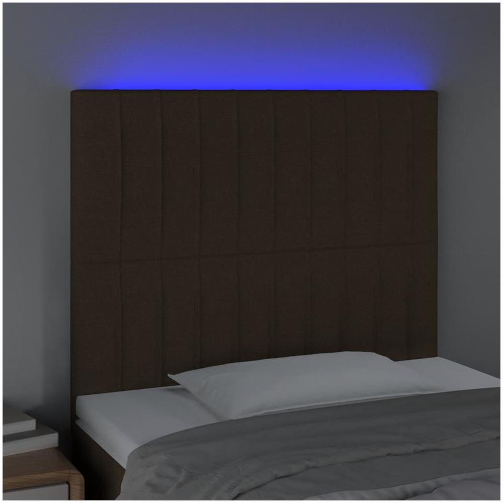 Testiera A Led Marrone Scuro 80x5x118/128 Cm In Tessuto - Foto 3