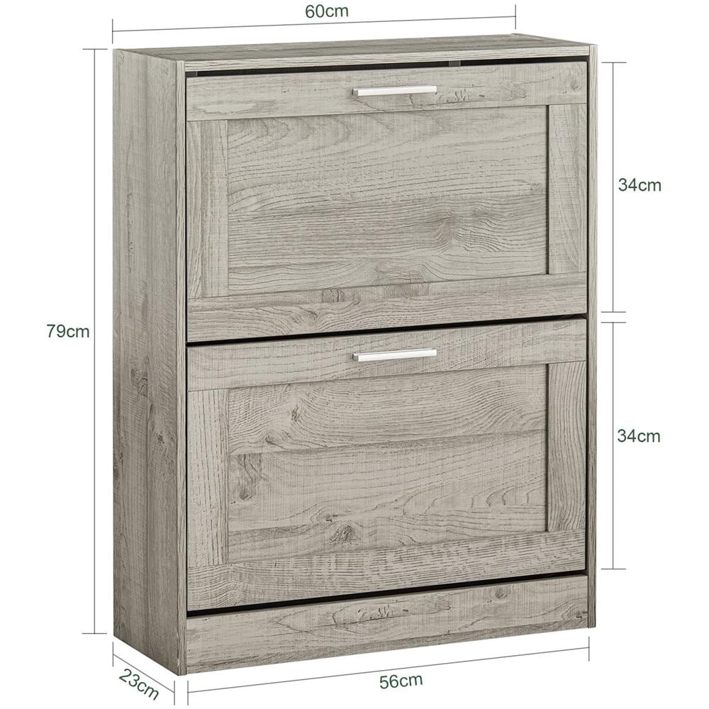 Scarpiera Ribaltabile Scarpiera A 2 Ribalte Portascarpe Salvaspazio Slim, 60x23x79cm, Grigio, Fsr137-hg - Foto 2