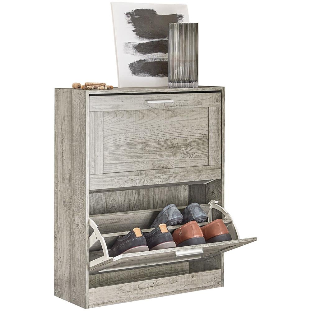 Scarpiera Ribaltabile Scarpiera A 2 Ribalte Portascarpe Salvaspazio Slim, 60x23x79cm, Grigio, Fsr137-hg - Foto 1