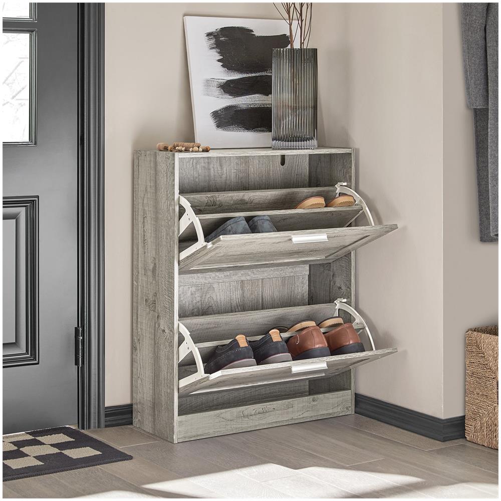 Scarpiera Ribaltabile Scarpiera A 2 Ribalte Portascarpe Salvaspazio Slim, 60x23x79cm, Grigio, Fsr137-hg - Foto 7