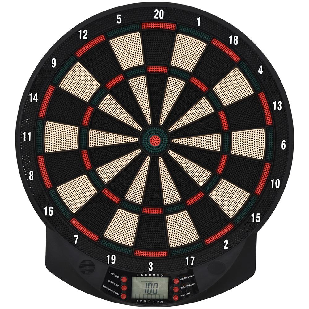 Bersaglio a freccette elettronico in PP con 6 Freccette e Tabellone segna Punti, 44x39.5x 2.2cm, Nero - Foto 1