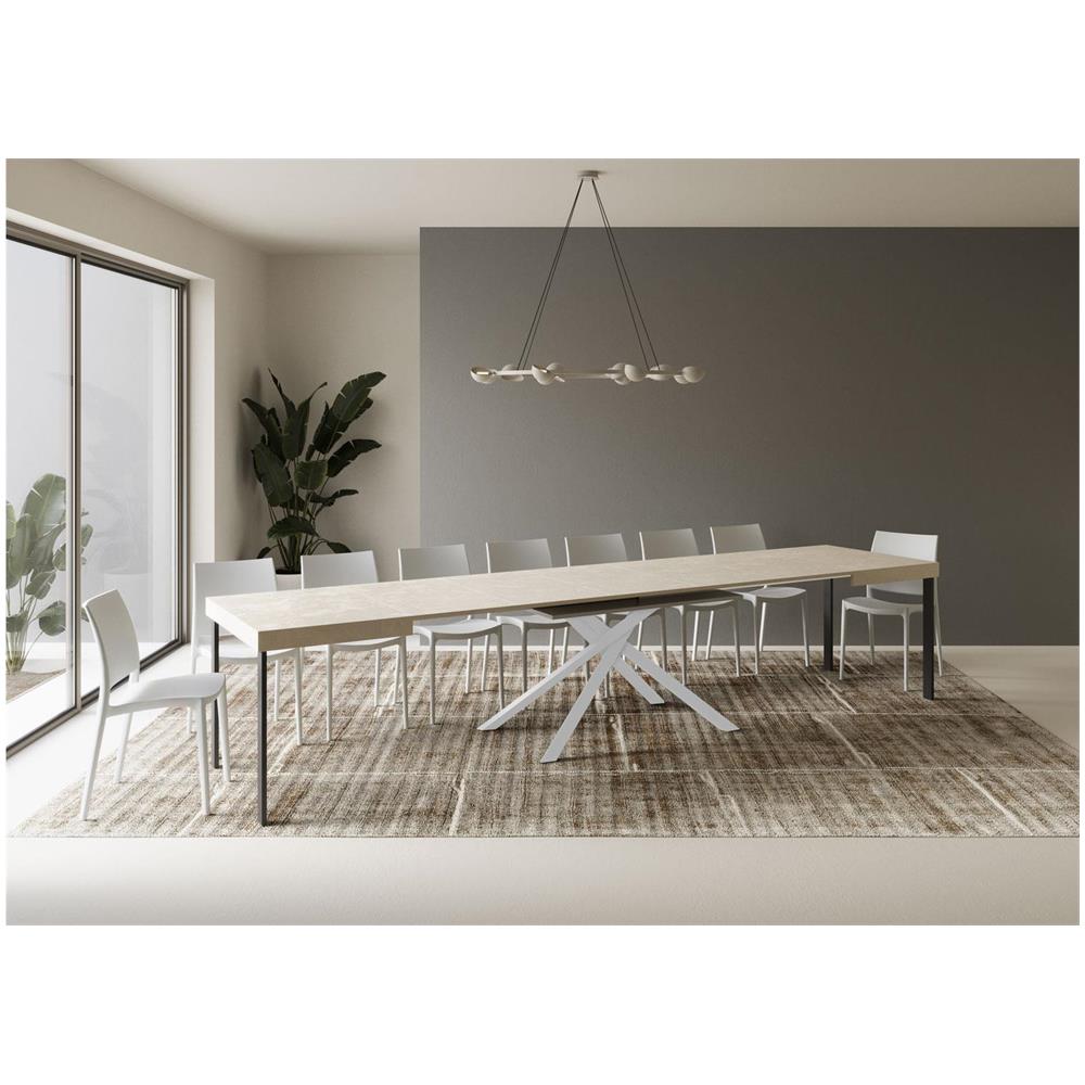 Tavolo allungabile 90x120/380 cm Karida cashmere gambe bianche - Foto 4