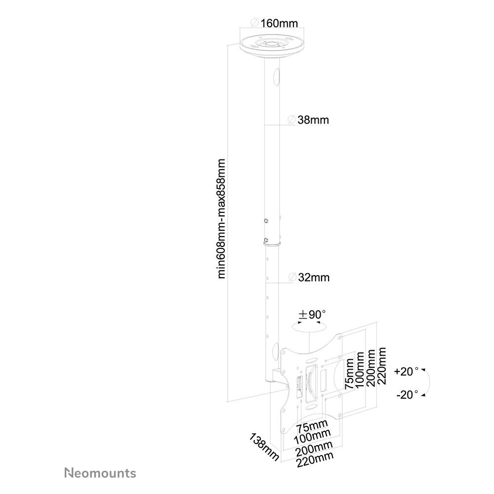 FPMA-C060BLACK Supporto da soffitto per schermi LCD /LED - Foto 7