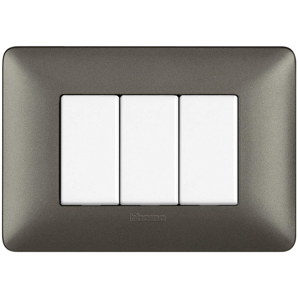 Placca 3 Posti Matix, Tecnopolimero, 120xh. 84 Mm Iron - Foto 4