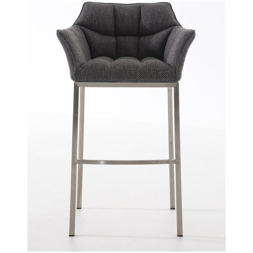 Sgabello DAMASO B con Telaio a 4 Gambe Nero, in Tessuto Grigio Titanio Telaio Acciaio Inox - Foto 2