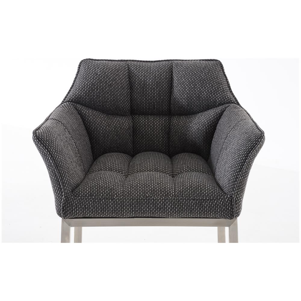 Sgabello DAMASO B con Telaio a 4 Gambe Nero, in Tessuto Grigio Titanio Telaio Acciaio Inox - Foto 5