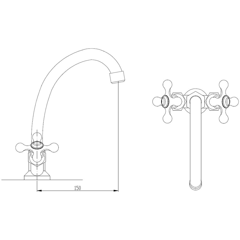 Tradizionale piùdi Croce Testa Cucina Rubinetto Lavandino Mono Tap Ponte Montato - Foto 2