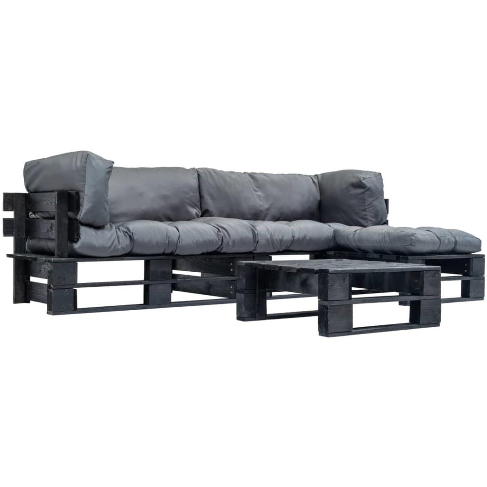 Divani Da Giardino Su Pallet 4pz Cuscini Grigi Legno Fsc - Foto 1