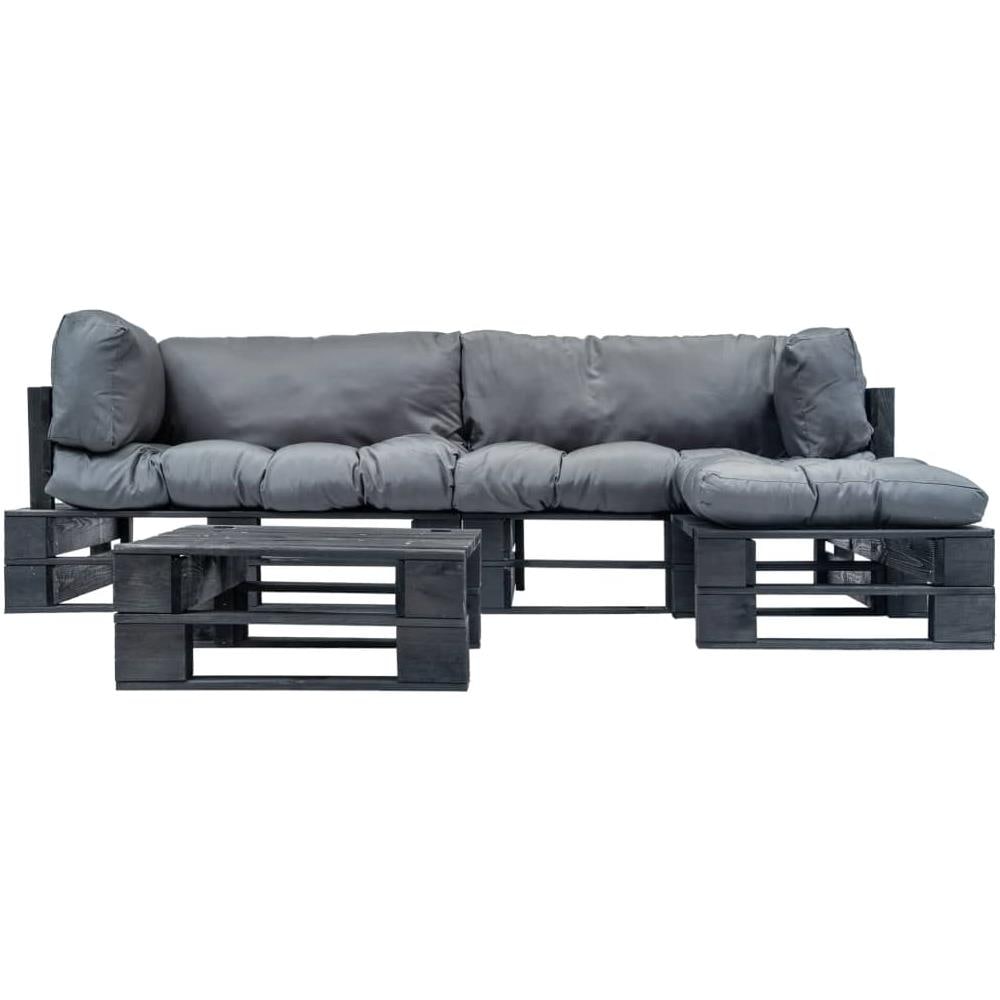 Divani Da Giardino Su Pallet 4pz Cuscini Grigi Legno Fsc - Foto 2
