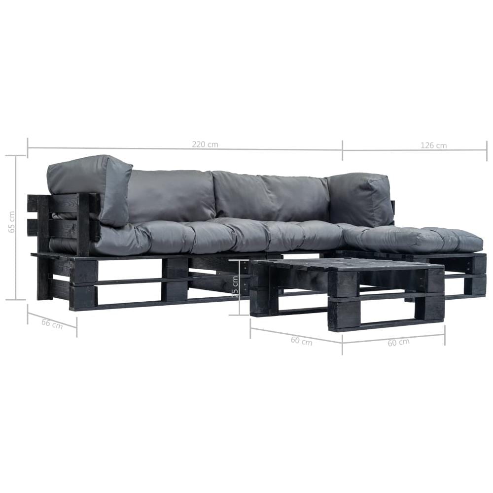 Divani Da Giardino Su Pallet 4pz Cuscini Grigi Legno Fsc - Foto 5