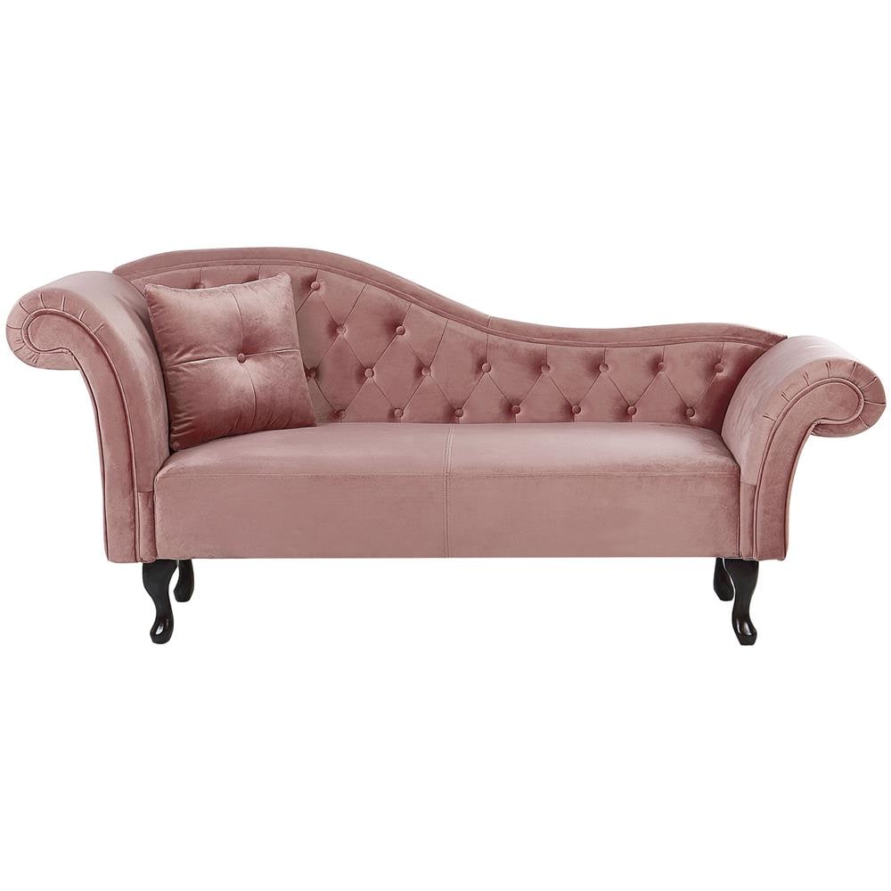 Chaise Longue Per Lato Sinistro In Velluto Rosa Lattes - Foto 1