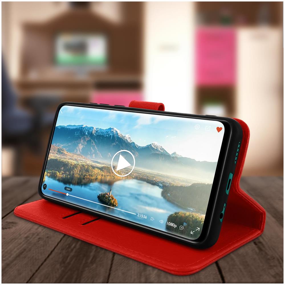Custodia Per Xiaomi Redmi Note 9 Copertina Portacarte Funzione Supporto Rossa - Foto 2