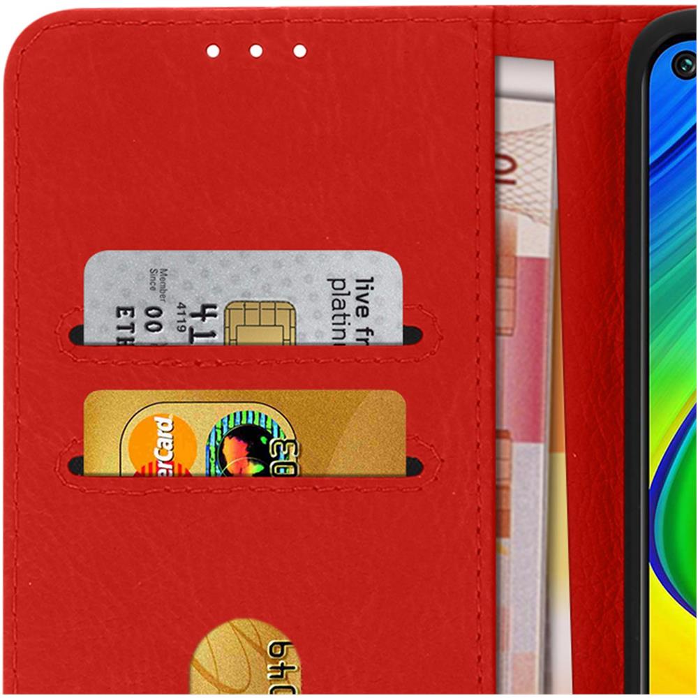 Custodia Per Xiaomi Redmi Note 9 Copertina Portacarte Funzione Supporto Rossa - Foto 5