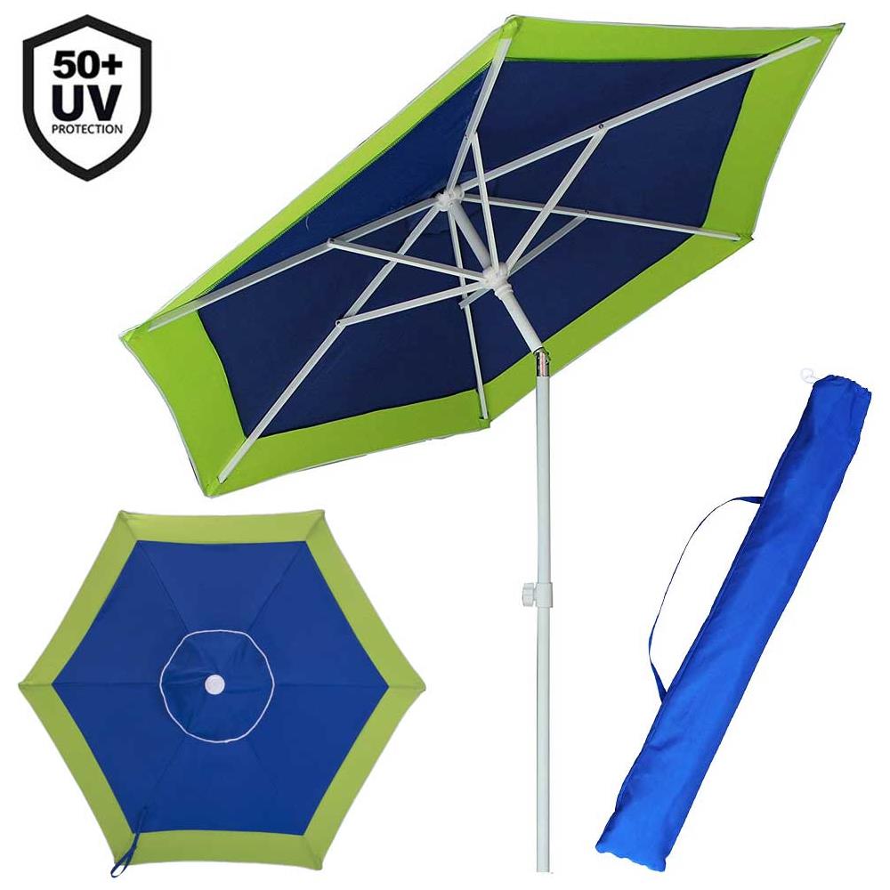 Ombrellone Mare Spiaggia Giardino Acciaio Grande 210cm Verde Blu Con Custodia - Foto 1