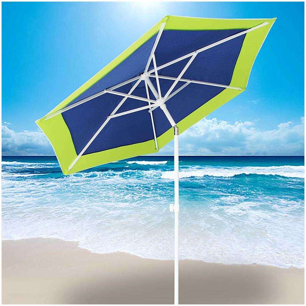 Ombrellone Mare Spiaggia Giardino Acciaio Grande 210cm Verde Blu Con Custodia - Foto 2