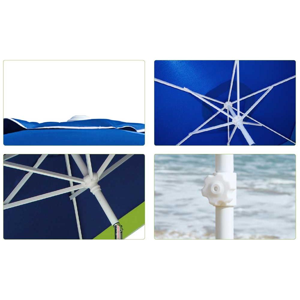 Ombrellone Mare Spiaggia Giardino Acciaio Grande 210cm Verde Blu Con Custodia - Foto 5