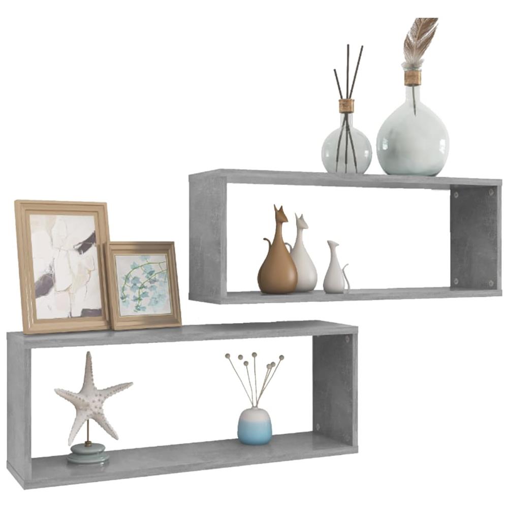 Mensole Parete a Cubo 2pz Grigio Cemento 60x15x23cm Multistrato - Foto 3