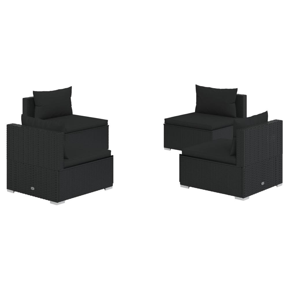 DIVANI DA GIARDINO VIDAXL 4 pz con Cuscini Nero in Polyrattan - 3326004