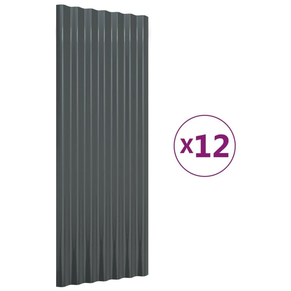 Pannelli Per Tetto 12 Pz Acciaio Verniciato Antracite 100x36 Cm - Foto 2