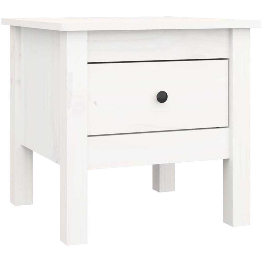 Tavolino Bianco 40x40x39 Cm Legno Massello Di Pino - Foto 2