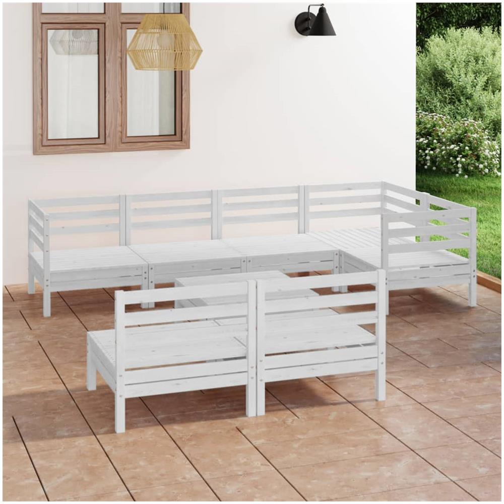 Set Divani Da Giardino 8 Pz In Legno Massello Di Pino Bianco - Foto 1