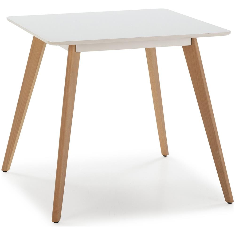 Tavolo Da Pranzo Aroa Bianco, Gambe In Legno Di Faggio, 80x80 Cm - Foto 1