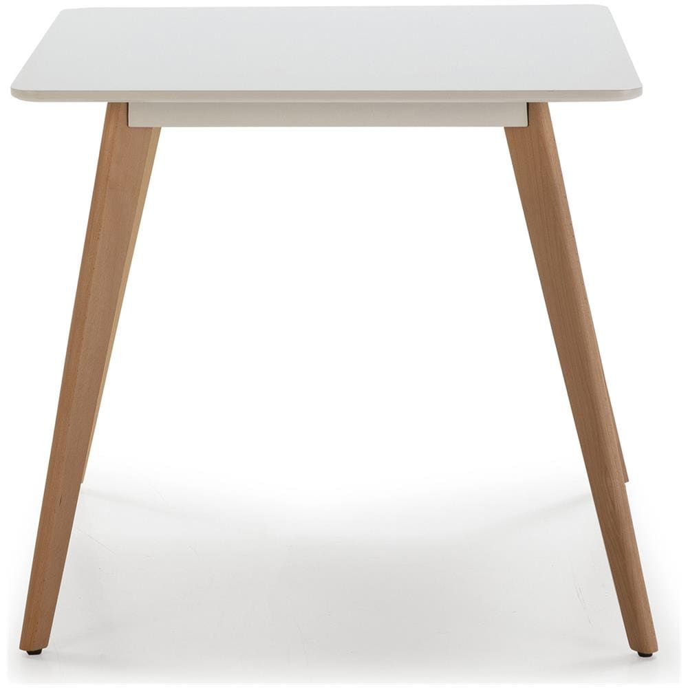 Tavolo Da Pranzo Aroa Bianco, Gambe In Legno Di Faggio, 80x80 Cm - Foto 2