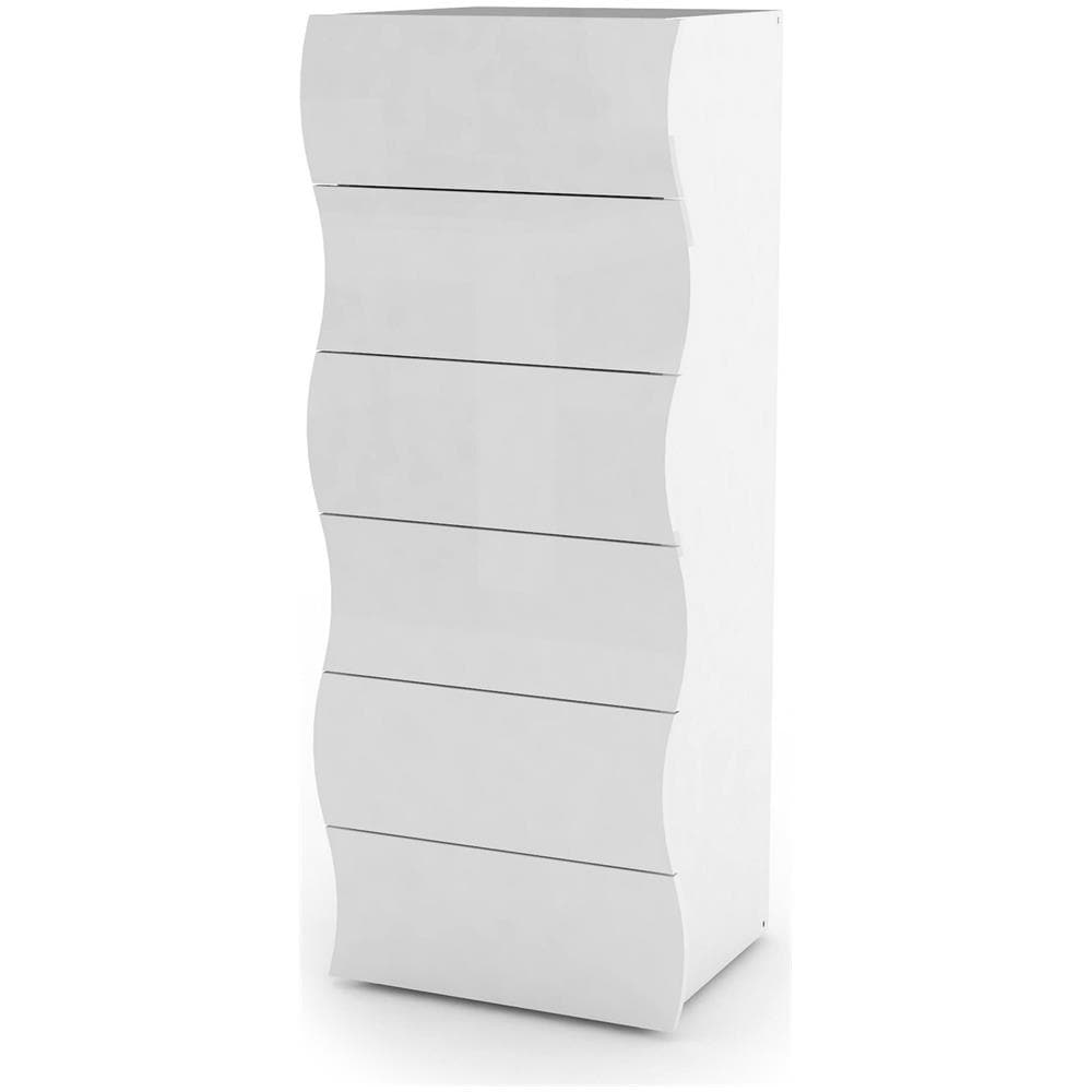 Cassettiera Matteo, Settimanale A 6 Cassetti, Comò Per Camera Da Letto, 100% Made In Italy, Cm 50x40h122, Bianco Lucido - Foto 2