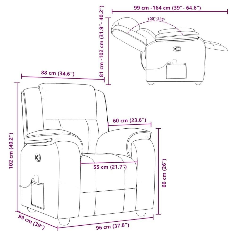 Poltrona Massaggiante Reclinabile Rosso Vino in Tessuto - Foto 10