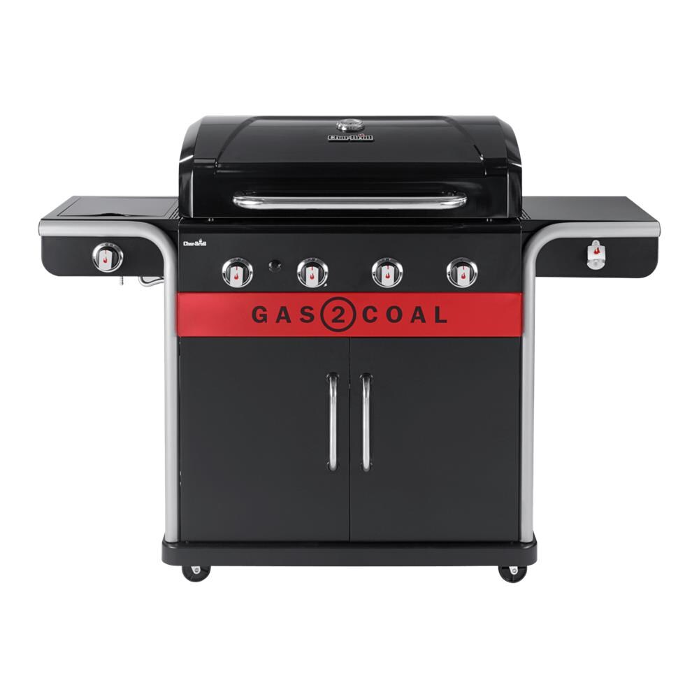 Gas2Coal 2.0 4B Grill Carrello Carbone + gas naturale Nero, Acciaio inox, Rosso - Foto 1