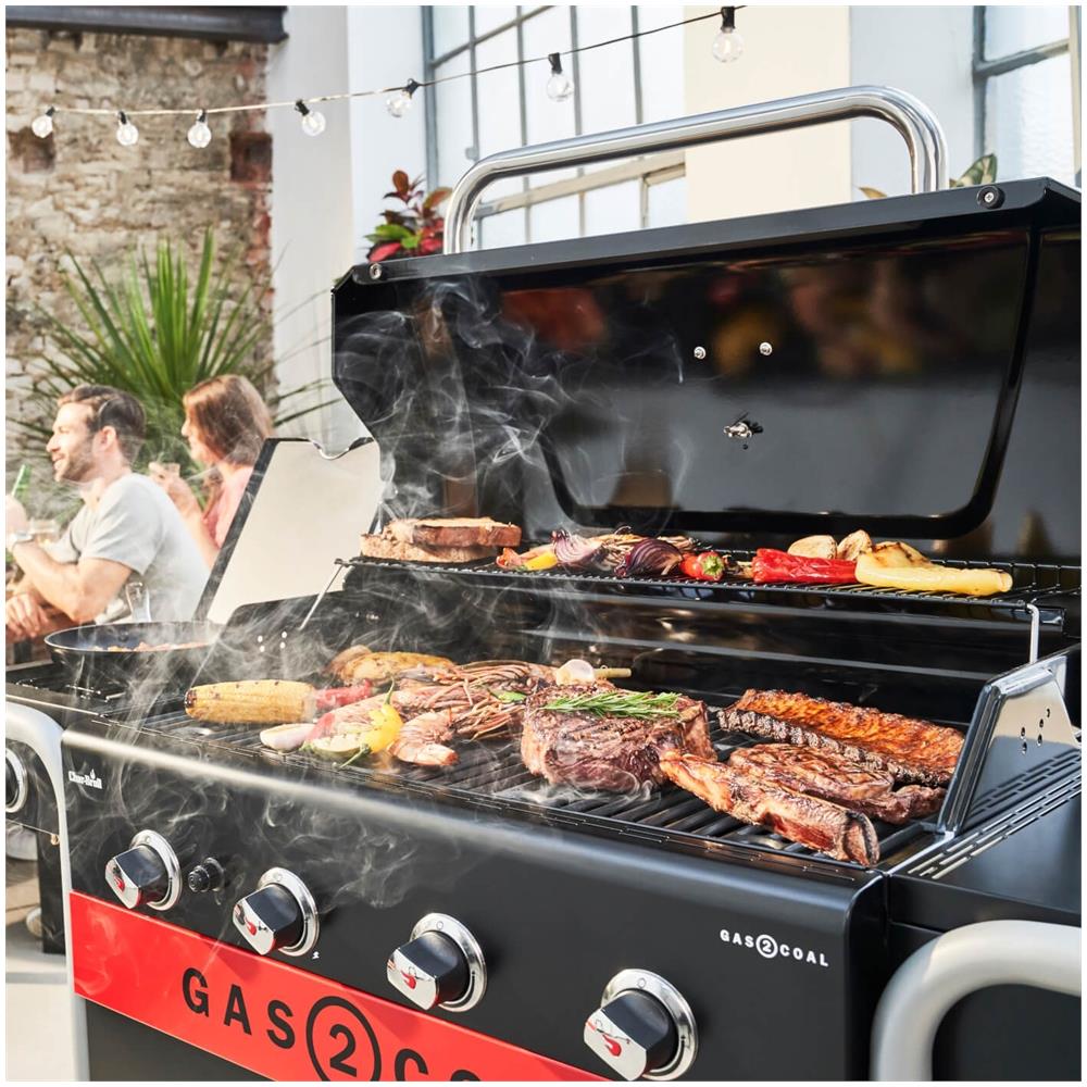 Gas2Coal 2.0 4B Grill Carrello Carbone + gas naturale Nero, Acciaio inox, Rosso - Foto 7