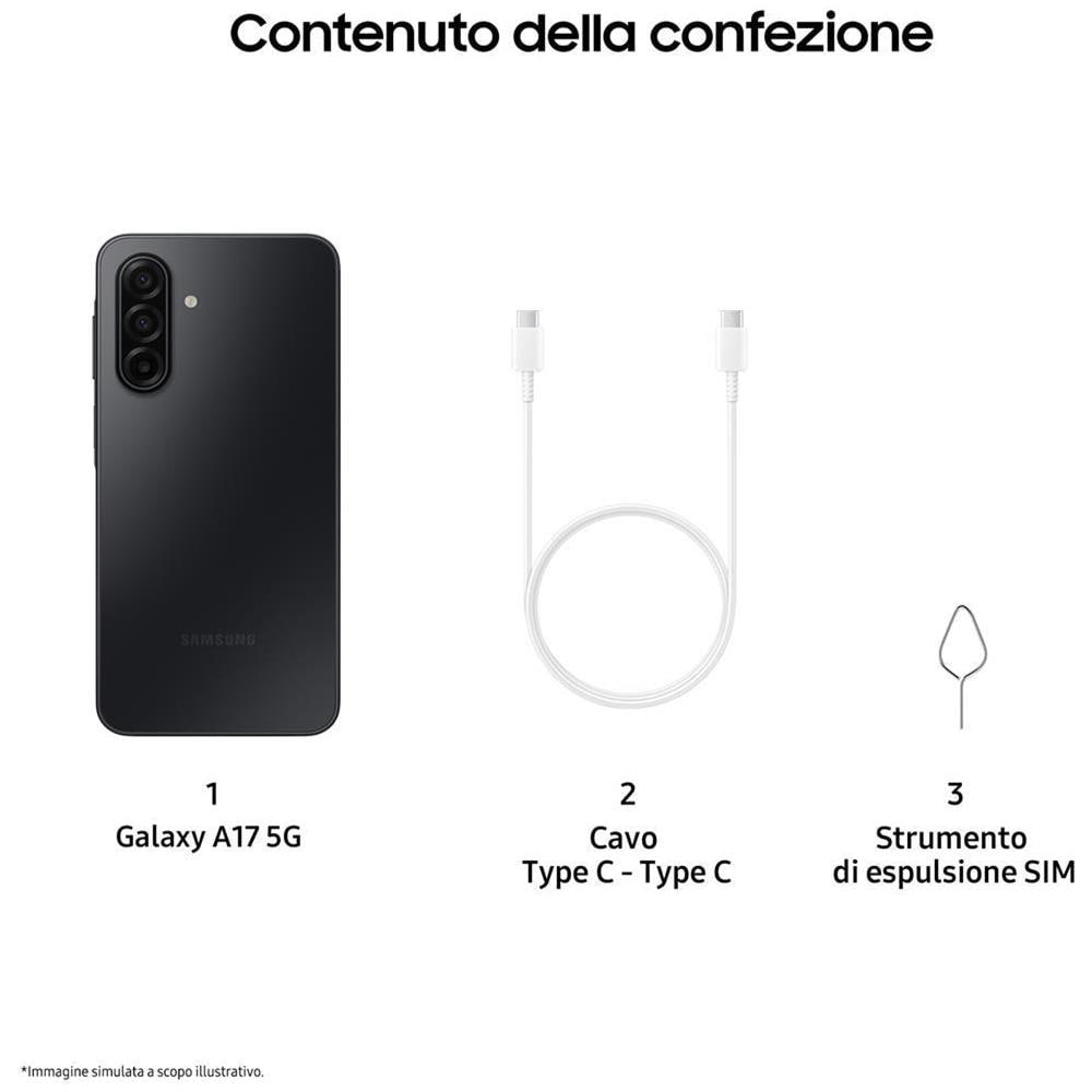 Galaxy A17 5G 256GB 8GB Ram Display sAMOLED 6.7" Main Camera 50MP USB Type-C Dual nanoSim ibrida Android 15 Exynos 1330 5000 mAh Black Tim - Foto 7