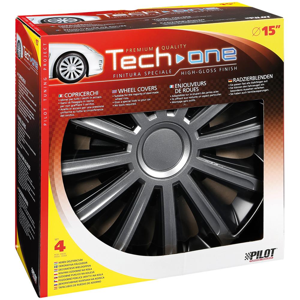 Copricerchi Auto Universali 15 Pollici Tech-one Trend Bicolour Silver Black 31572 - Foto 7