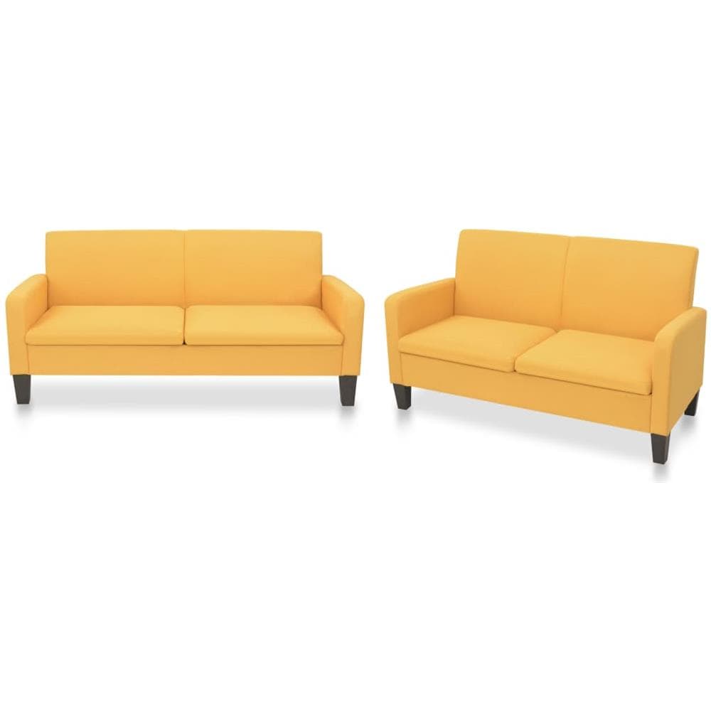 Set Divani 2 Pz In Tessuto Giallo - Foto 1