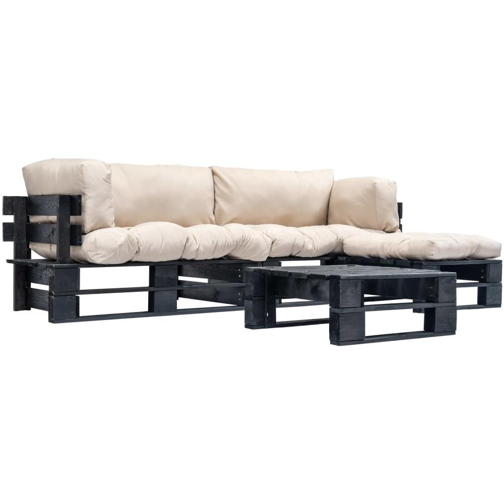 Divani Da Giardino Su Pallet 4pz Cuscini Sabbia Legno Fsc - Foto 1