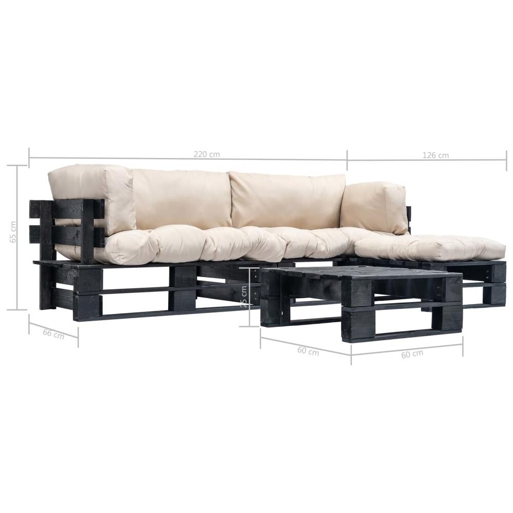 Divani Da Giardino Su Pallet 4pz Cuscini Sabbia Legno Fsc - Foto 5