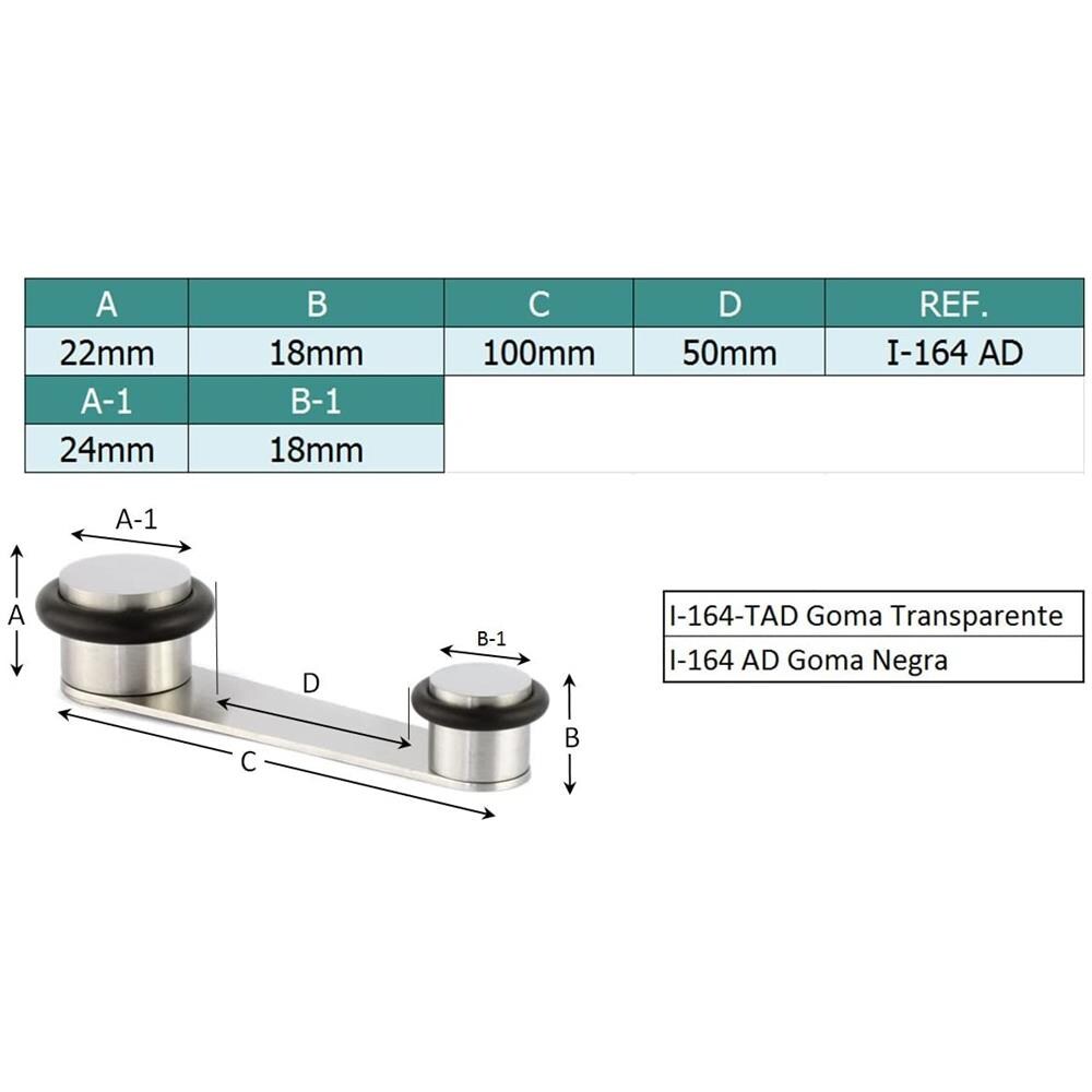 Butter Porta Con Fermo Rotante. Adesivo. Gomma Nera. Acciaio Inossidabile - Foto 2
