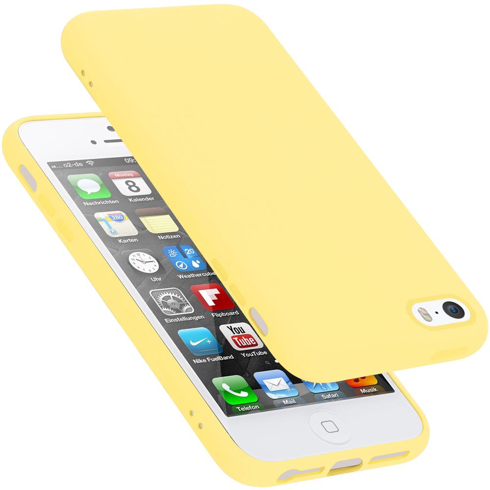 Custodia Compatibile Con Apple Iphone 5 / 5s / Se 2016 In Liquid Giallo - Coperchio Protettivo In Silicone Tpu Flessibile - Foto 1