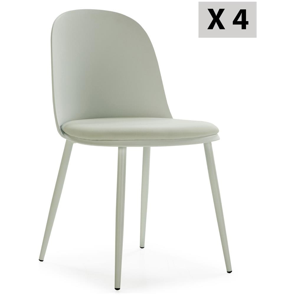 Set Di 4 Sedie Kana Verdi, Gambe In Metallo E Sedile Imbottito - Foto 1