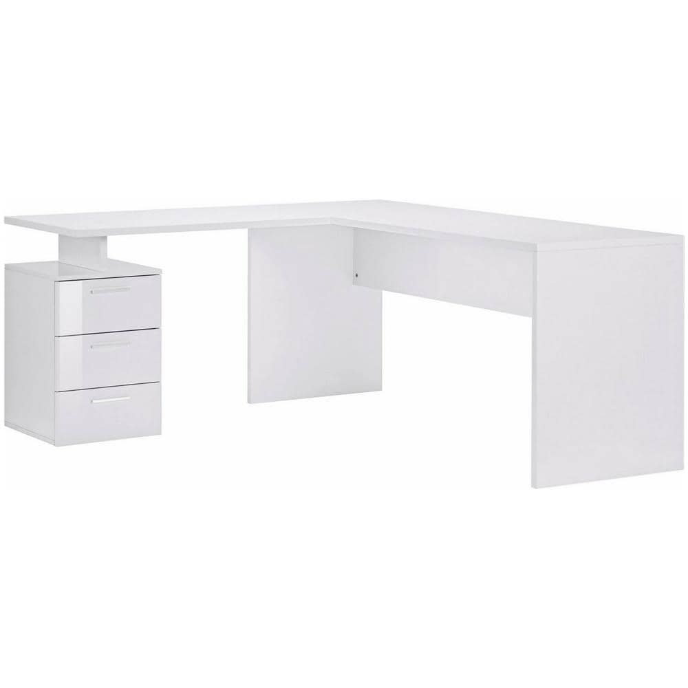Scrivania Mark, Scrittoio Angolare Porta Pc, Tavolo Multiuso Per Ufficio, Scrivania Salvaspazio Multiposizione, 100% Made In Italy, Cm 160x60h75, Bianco Lucido - Foto 2