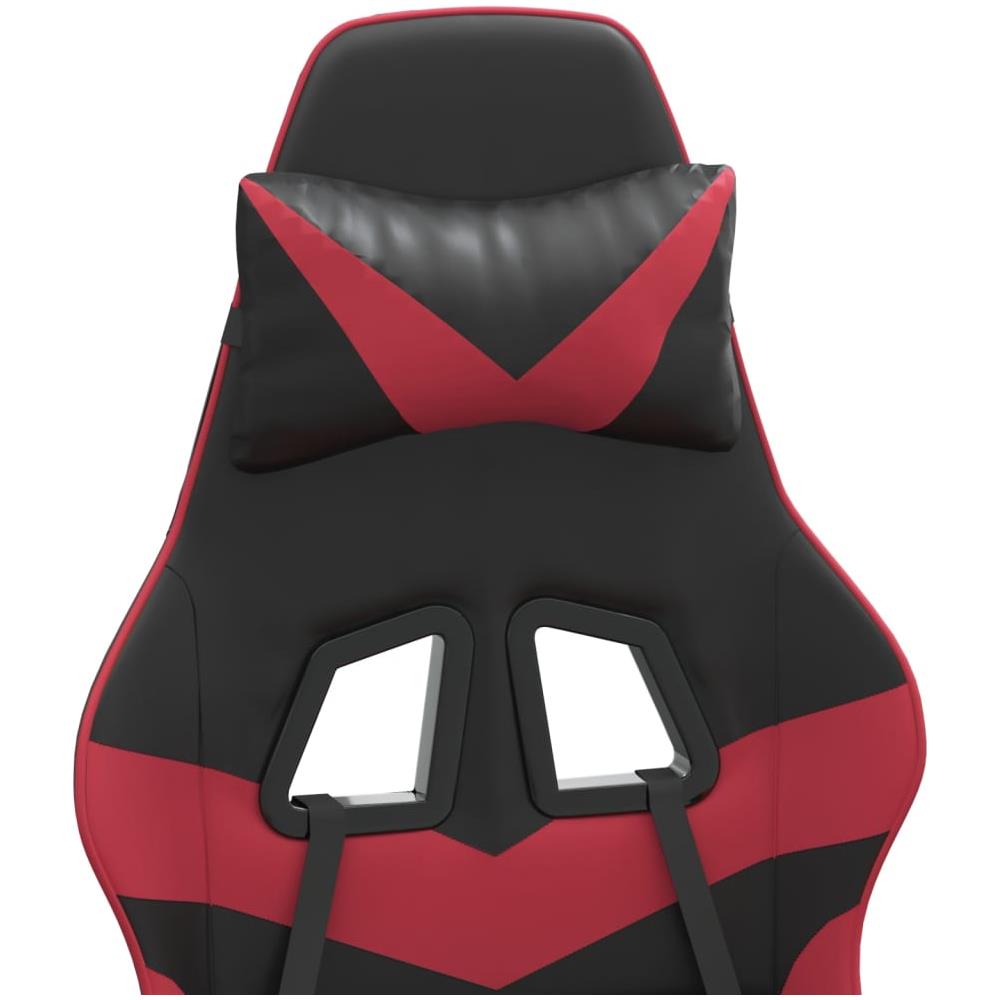 Sedia Gaming Girevole Poggiapiedi Nero e Rosso Vino Similpelle - Foto 8
